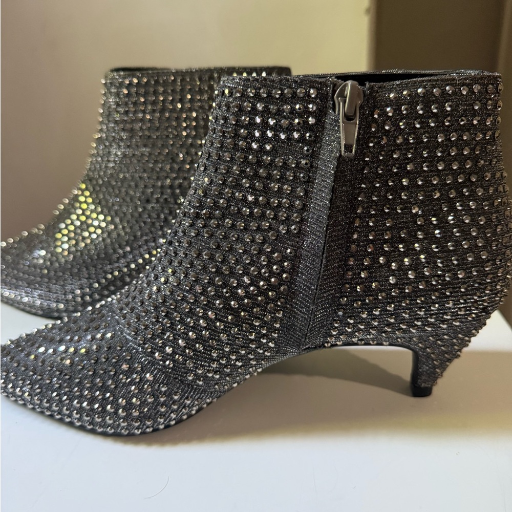 Design Lab Lord & Taylor Silver Rhinestone Ankle Booties - Picture 4 of 9